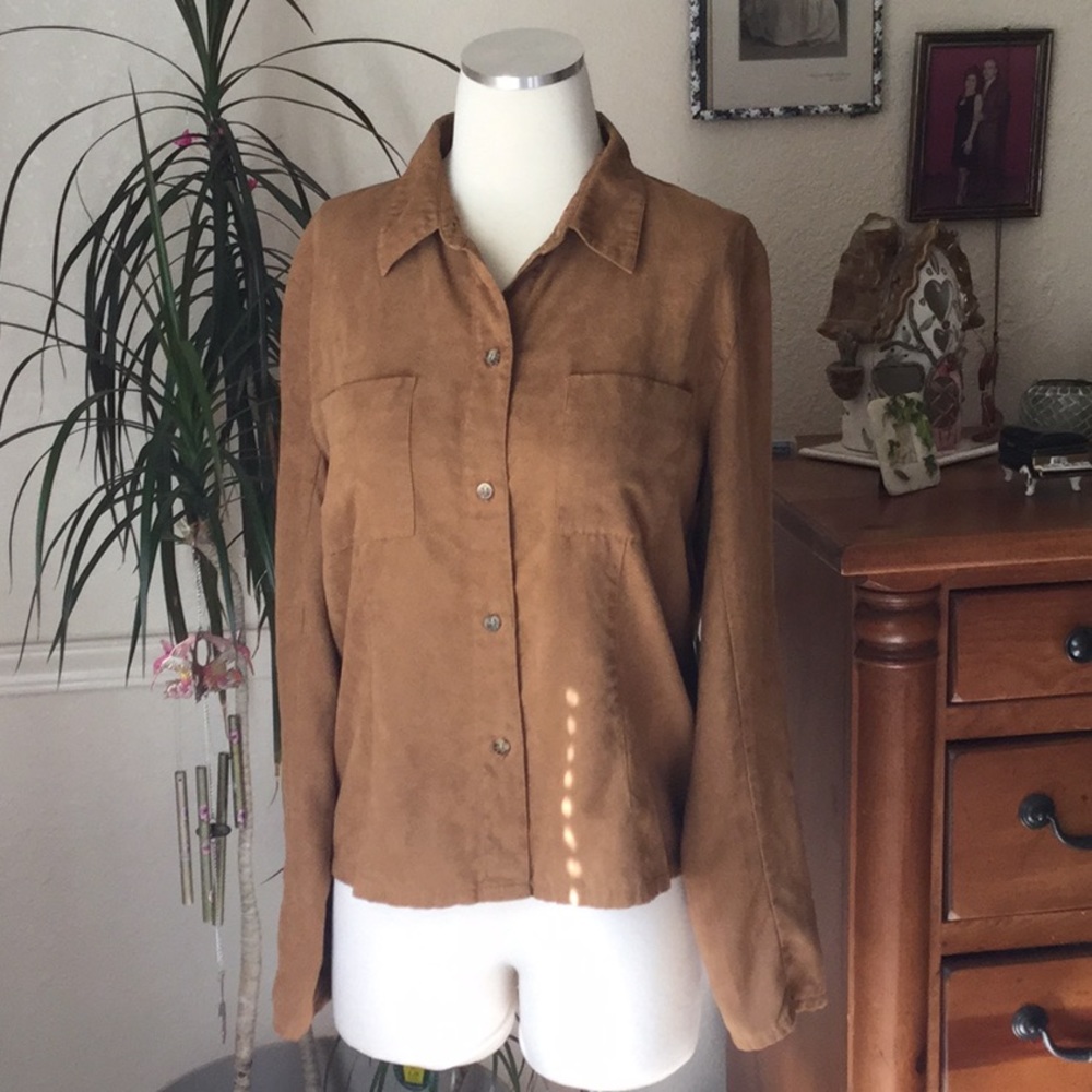 PRE LOVED BROWN FAUX SUEDE SHIRT